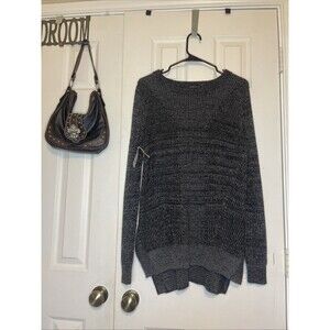 Mossimo Women’s Large Black & Gray Knit Sweater Cozy Long Sleeve Pullover